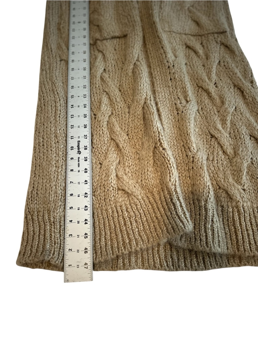 Zara Long Taupe Tan Cable Knit Open Long Line Cardigan with Pockets - Picture 12 of 15